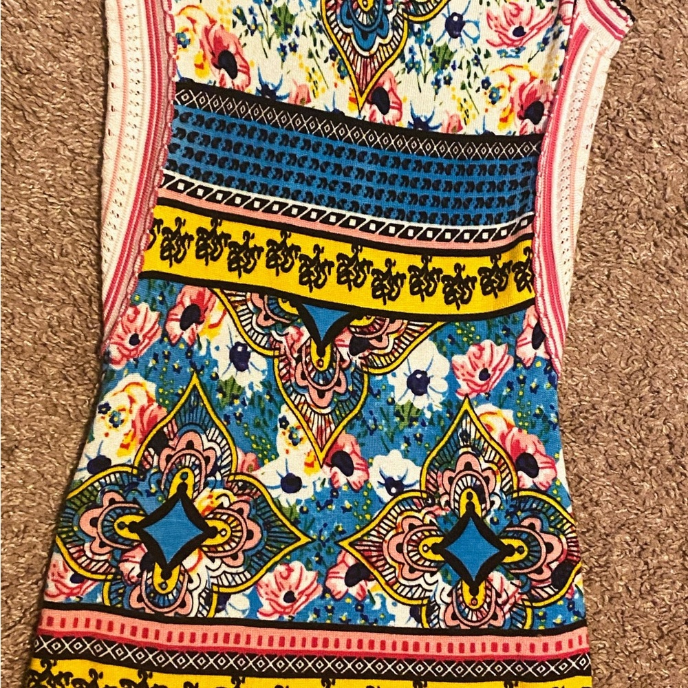 Venus Sleeveless Sweater Dress XS Floral Bodycon Can fit a small lots of stretch - Picture 4 of 10